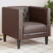 Fotelis Chesterfield krėslas, rudos spalvos, dirbtinė oda