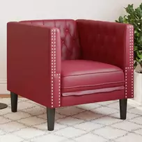 Fotelis Chesterfield krėslas, raudonojo vyno spalvos, dirbtinė oda