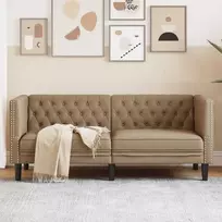 Dvivietė chesterfield sofa, kapučino spalvos, dirbtinė oda