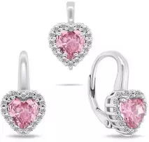 Brilio Silver Heart-shaped sidabrinis jewelry set with zircons SET273WP (pendant, earrings)