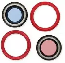 iPhone 14/14 Plus kameros stikliukas su rėmeliu Raudona (2pcs) ORG