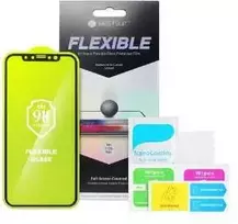 LCD apsauginis stikliukas Bestsuit Flexible Hybrid Glass 5D Samsung A426 A42 5G pritaikytas dėklui juodas