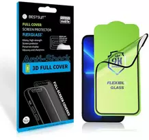 LCD apsauginis stikliukas Bestsuit Flexible Hybrid Glass 5D Samsung A256 A25 5G pritaikytas dėklui juodas