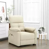 Fotelis Elektrinis atlošiamas krėslas, kreminės spalvos, audinys