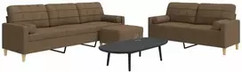 Sofa Sofos komplektas su pagalvėmis/pakoja, 3 dalių, juoda, audinys
