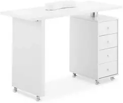 Physa Kosmetinis manikiūro stalas su delnų atrama 4 stalčiai 119 x 45 cm - baltas