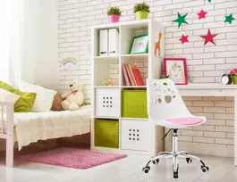Grover rožinės ir baltos spalvos pasukamas fotelis
