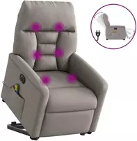 Fotelis Atsistojantis elektrinis masažinis krėslas, taupe, audinys