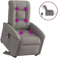 Fotelis Atsistojantis elektrinis masažinis krėslas, taupe, audinys