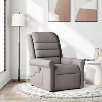 Fotelis Atlošiamas masažinis krėslas, taupe spalvos, audinys