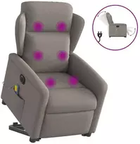 Fotelis Atsistojantis elektrinis masažinis krėslas, taupe, audinys