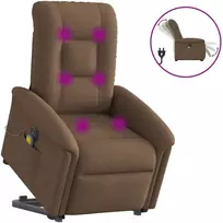 Fotelis Atsistojantis elektrinis masažinis krėslas, rudas, audinys