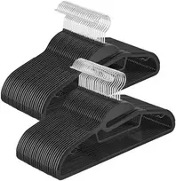 Songmics Plastikinė drabužių pakaba neslidi, taupanti vietą, juoda