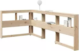 knygų spinta L formos 80 cm pušies medienos masyvas