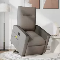 Fotelis Atsistojantis elektrinis masažinis krėslas, taupe, audinys