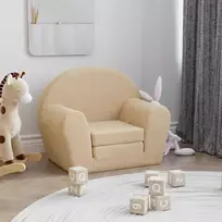 Vaikiška sofa-lova, kreminės spalvos, minkštas pliušas 356995
