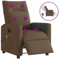 Fotelis Elektrinis atlošiamas masažinis krėslas, rudas, audinys