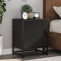 Spintelės prie lovos 2 vnt Juodos 40x31x50cm Mediena ir metalas