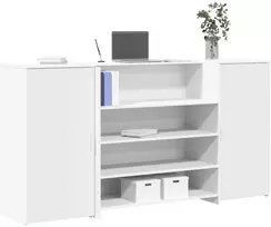 Registratūros stalas, baltas, 200x50x103,5 cm, inžinerinė mediena