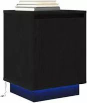Spintelė prie lovos su LED lemputėmis Juoda 38x34x50 cm