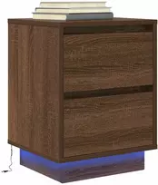 Spintelė prie lovos su LED lemputėmis Rudas ąžuolas 38x34x50 cm