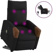 Fotelis Atsistojantis elektrinis masažinis krėslas, juodas, audinys