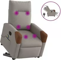 Fotelis Atsistojantis elektrinis masažinis krėslas, taupe, audinys
