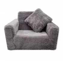 Odol Plush Vaikiškas Fotelis Išlankstomas Pliušinis Pilkas 50x40 cm