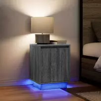 Spintelės prie lovos su LED lemputėmis 2 vnt Pilka Sonoma