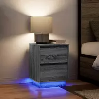 Spintelės prie lovos su LED lemputėmis 2 vnt Pilka Sonoma