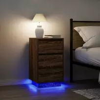 Spintelė prie lovos su LED lemputėmis Rudas ąžuolas 38x34x65 cm
