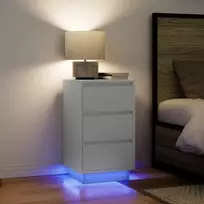 Spintelė prie lovos su LED lemputėmis Balta 38x34x65 cm