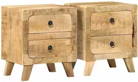 naktinė spintelė 2 vnt 40x32x46 cm medžio masyvo grubus mango