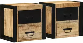 lovos spintelės 2 vnt 40x35x40cm masyvo neapdoroto medžio mango
