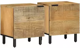 Spintelės prie lovos 2 vnt Ruda 40x33x46 cm medžio masyvo mango