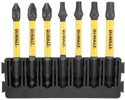 komplektas 7szt. końcówek udarowych 1/4", Pozidriv/Torx/57mm, EXTREME FLEX TORQ, DeWALT [DT70823-QZ] Tough Case+
