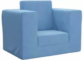 Vaikiška sofa-lova, mėlynos spalvos, minkštas pliušas