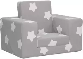 Vaikiška sofa-lova, pilka, minkštas pliušas, su žvaigždėmis