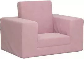 Vaikiška sofa-lova, rožinės spalvos, minkštas pliušas