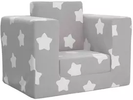 Vaikiška sofa-lova, pilka, minkštas pliušas, su žvaigždėmis
