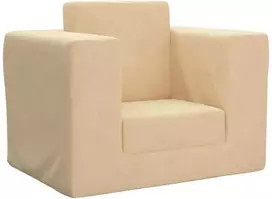 Vaikiška sofa-lova, kreminės spalvos, minkštas pliušas