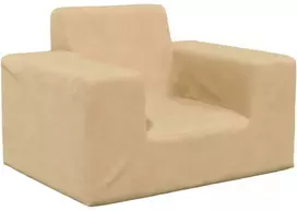 Vaikiška sofa, kreminės spalvos, minkštas pliušas
