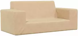 Dvivietė vaikiška sofa, kreminės spalvos, minkštas pliušas