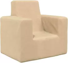 Vaikiška sofa, kreminės spalvos, minkštas pliušas
