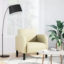 Fotelis Sofos kėdė su porankiais, kreminė, 54cm, dirbtinė oda