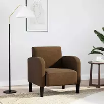 Fotelis Sofos kėdė su porankiais, ruda, 54cm, dirbtinė oda