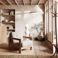 Fotelis WOODMAN Kėdė, MEXICO, 75x105x83 cm, rusvai gelsvas