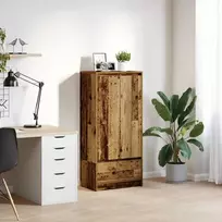 Spintelė su 2 stalčiais, sena mediena 55,5x34x119,5 cm, mediena