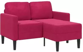 dvivietė sofa su gultu L formos vyno raudona 125 cm aksomas