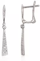 Auksiniai auskarai anglišku užsegimu, Baltas Auksas, Briliantai - 1.79 g. - 31 mm. - Briliantai (0,188Ct)